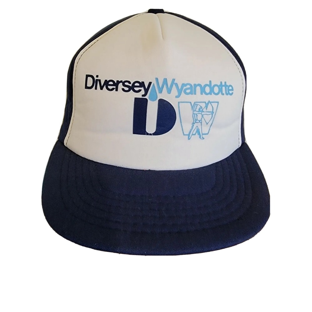 Diversey Wyandotte Snapback Trucker Hat Cap  Vintage Blue